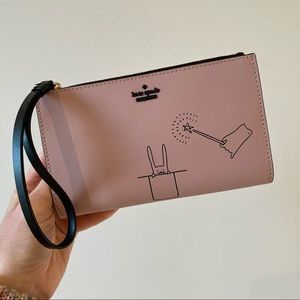 KATE SPADE Wristlet Wallet Clutch Dusty Pink Bunny